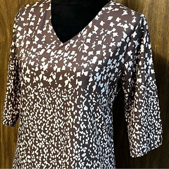 Short Sleeve Silky Slip Dress V-Neck Brown and Tan Print size Small - Picture 10 of 11